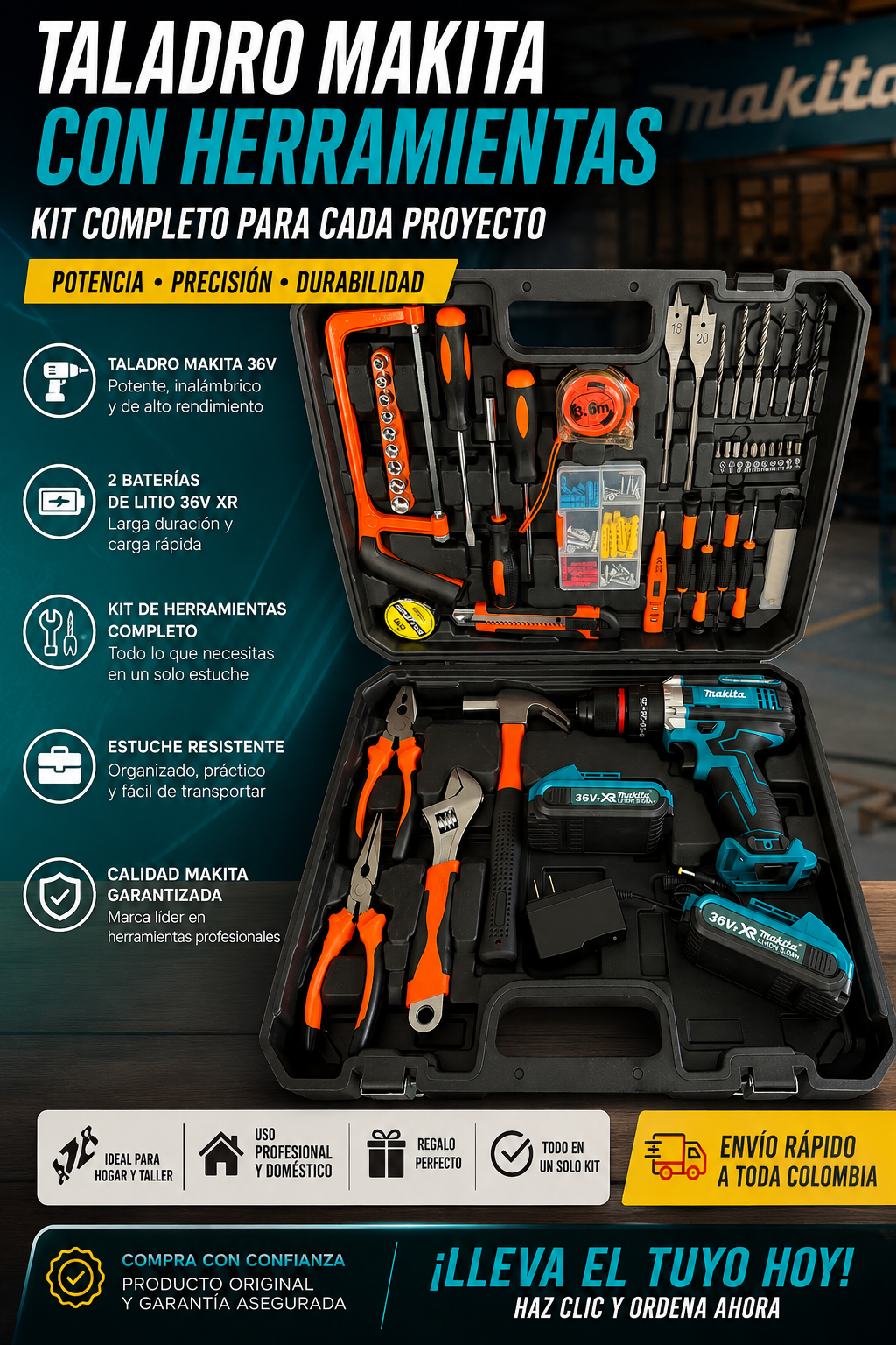 taladro makita con herramienta