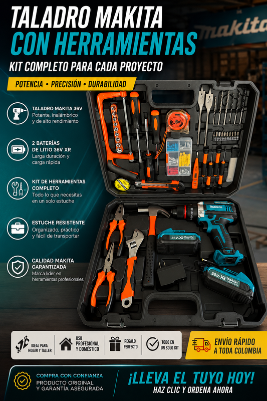 taladro makita con herramienta
